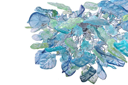 Unique lighting with Sea color flowers & leaves for Dining Room