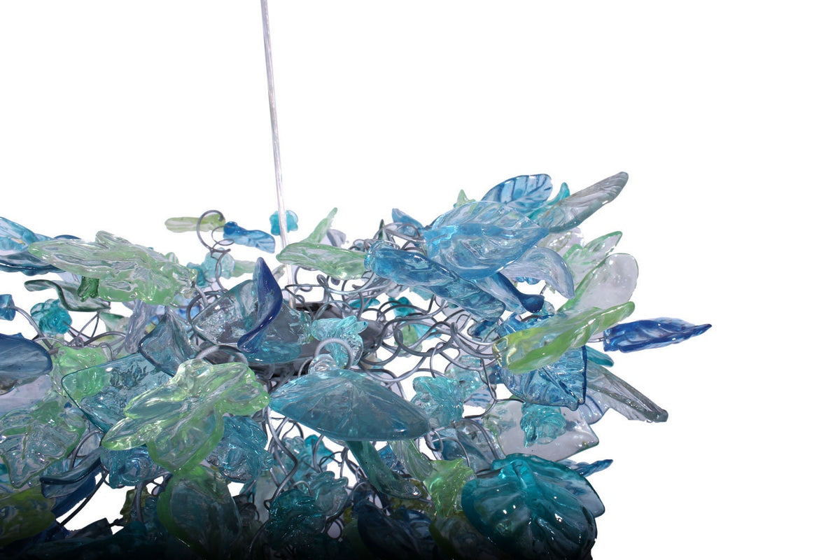 Unique lighting with Sea color flowers & leaves for Dining Room
