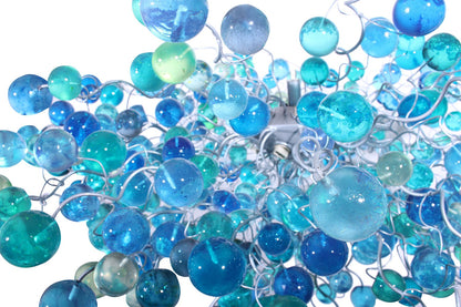 Cobalt blue Hanging chandeliers. light fixture with blue bubbles for Dining Room