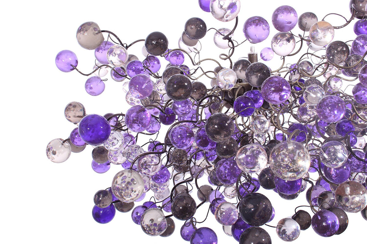 Hanging Chandeliers with purple, gray and clear bubbles lighting for Dining Room