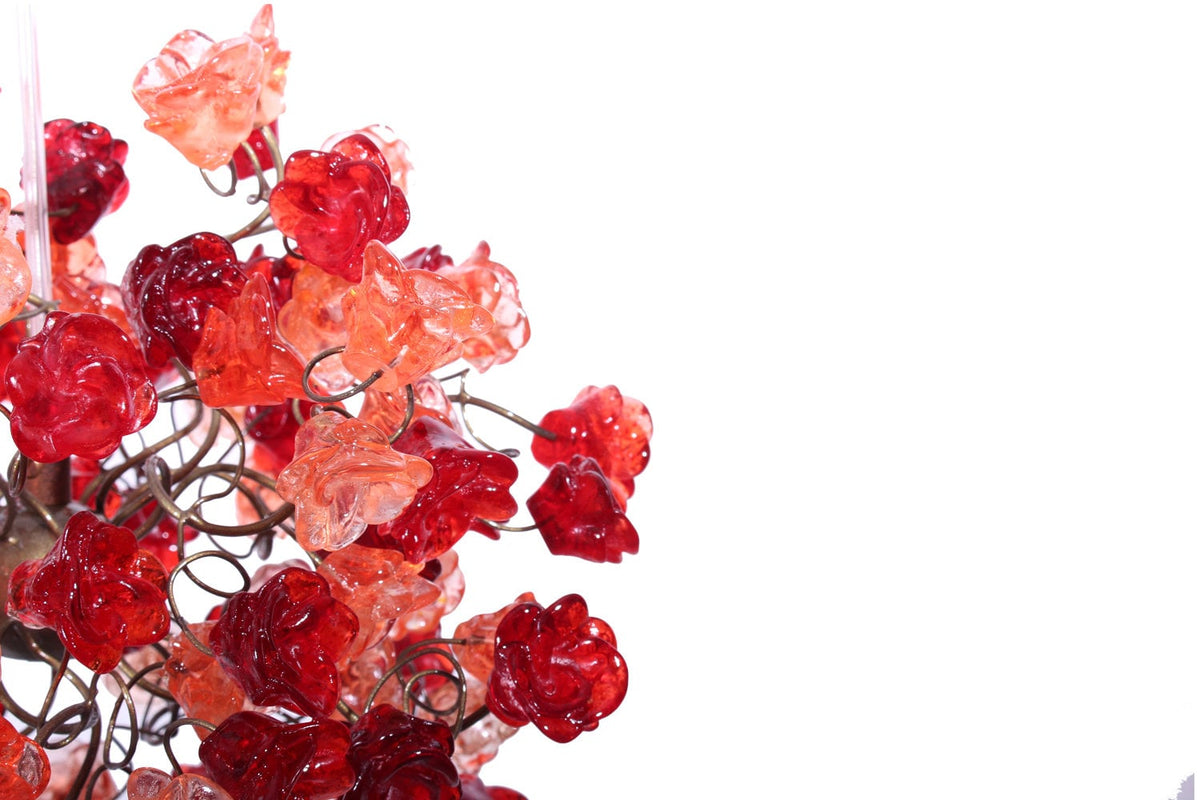 Red and pink roses pendant light for hall, children room, bedroom, as a kitchen island lighting.