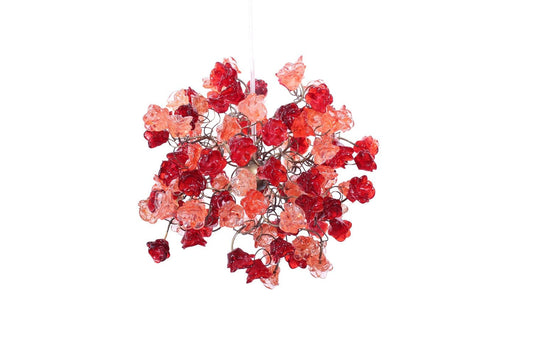 Red and pink roses pendant light for hall, children room, bedroom, as a kitchen island lighting.