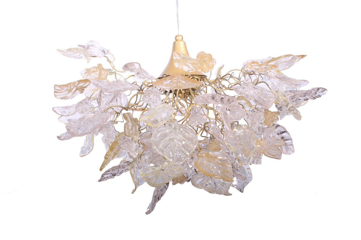 Gold hanging Chandeliers with flowers and leaves for living room, dining room