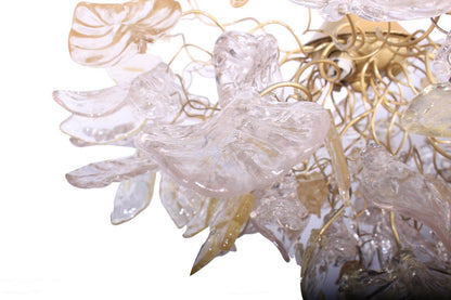 Gold hanging Chandeliers with flowers and leaves for living room, dining room