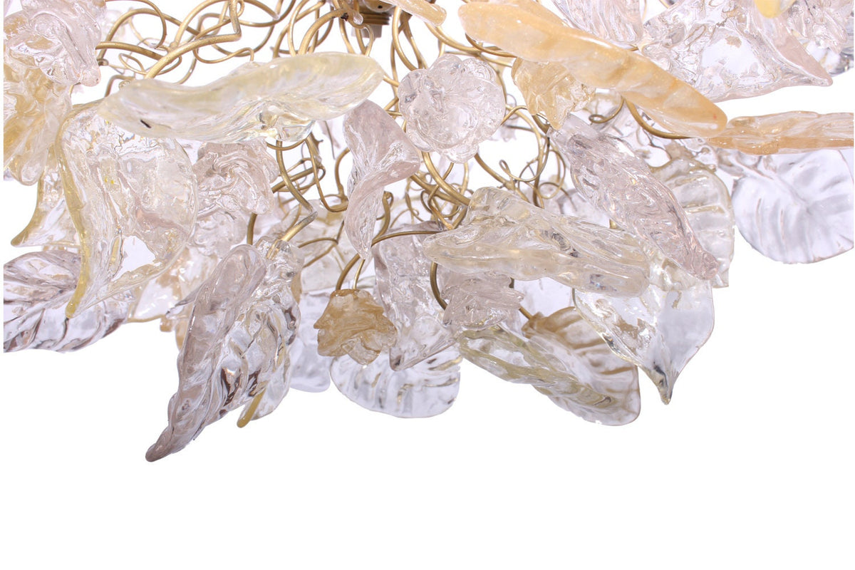 Gold hanging Chandeliers with flowers and leaves for living room, dining room