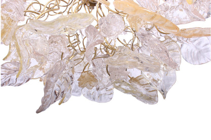 Gold hanging Chandeliers with flowers and leaves for living room, dining room