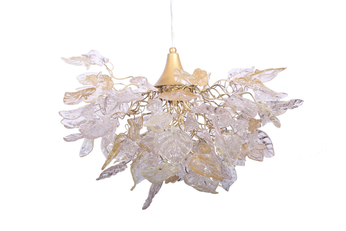 Gold hanging Chandeliers with flowers and leaves for living room, dining room