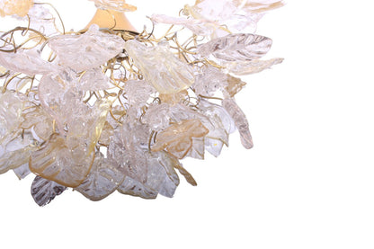 Gold hanging Chandeliers with flowers and leaves for living room, dining room