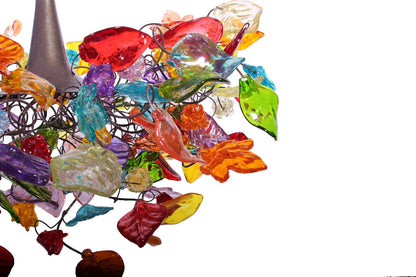 Resin Flower Leaf Chandelier, Multicolored Bedroom Lighting