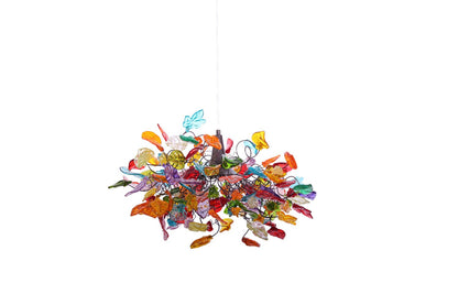 Resin Flower Leaf Chandelier, Multicolored Bedroom Lighting