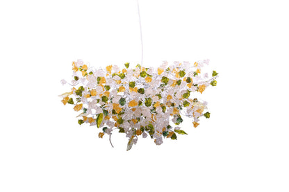 Hanging chandeliers with orange clear and green color flowers and leaves for Dining Room, bedroom or living room.
