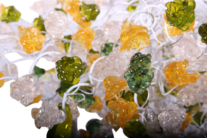 Hanging chandeliers with orange clear and green color flowers and leaves for Dining Room, bedroom or living room.