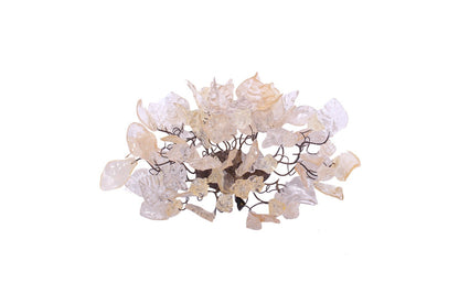 Bronze Sconce With Whimsical Resin Leaves In White & Gold