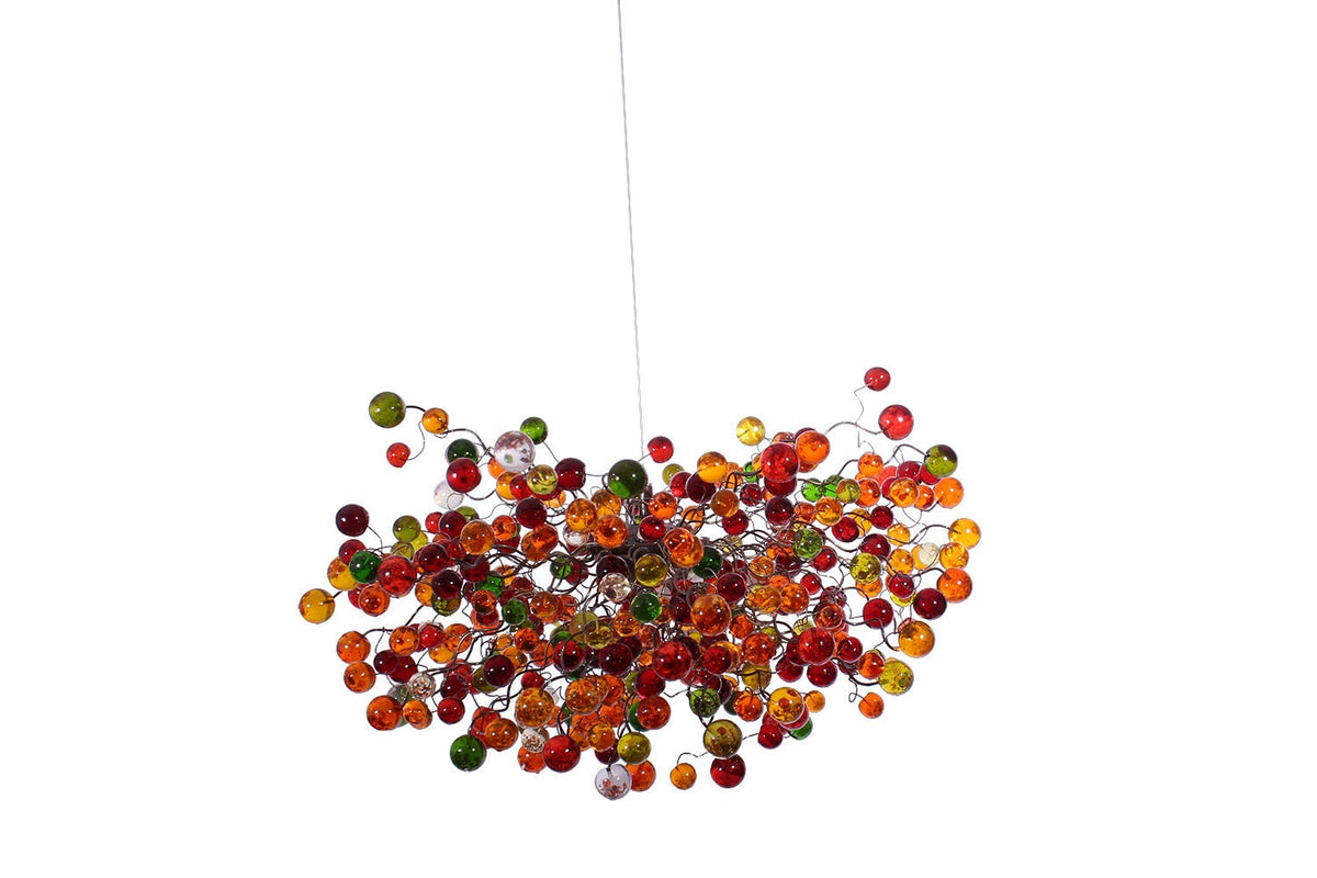 Hanging Chandeliers with warm color bubbles