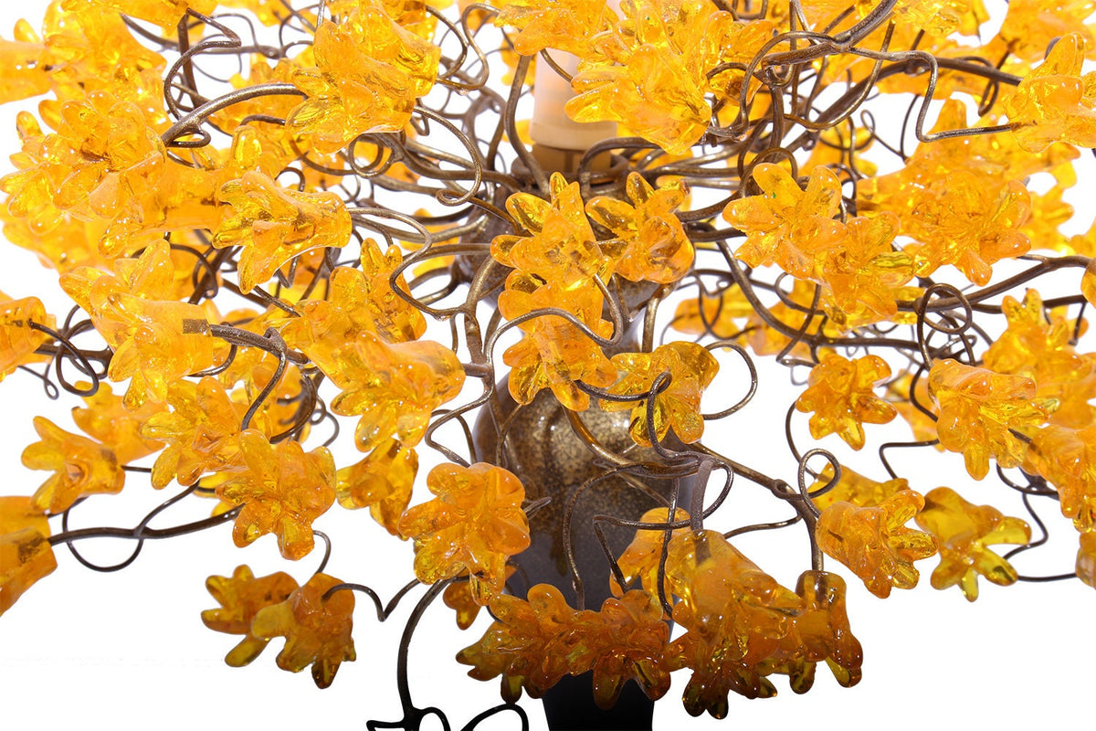Bedside Lamp, Table lamp with yellow flowers, modern desk lamp with metal wires and yellow flowers for your bedroom, living room