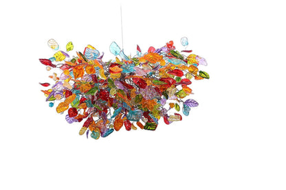 Big Hanging chandeliers with Colorful flowers and leaves
