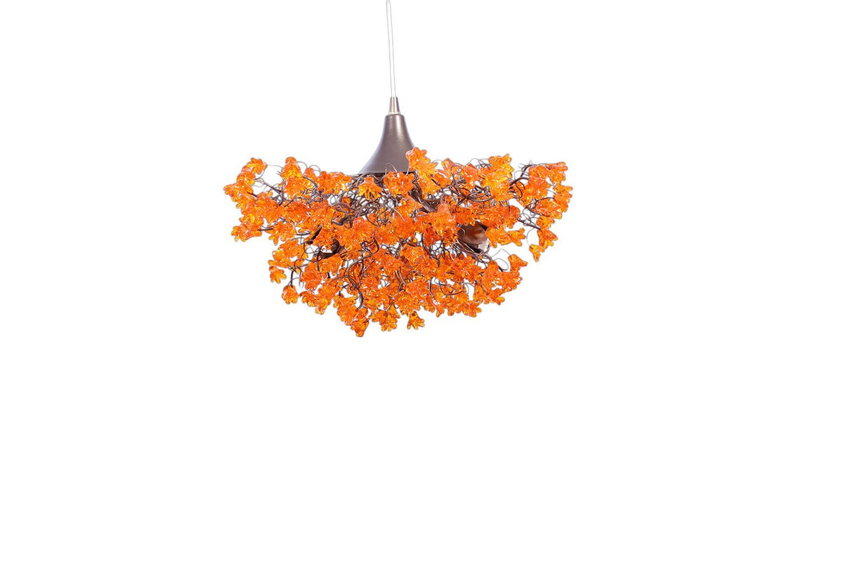 Orange Chandeliers with flowers, orange hanging lamp for living room, bedroom, Dining Room.