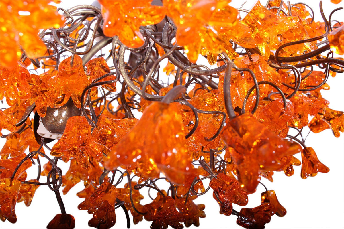 Orange Chandeliers with flowers, orange hanging lamp for living room, bedroom, Dining Room.
