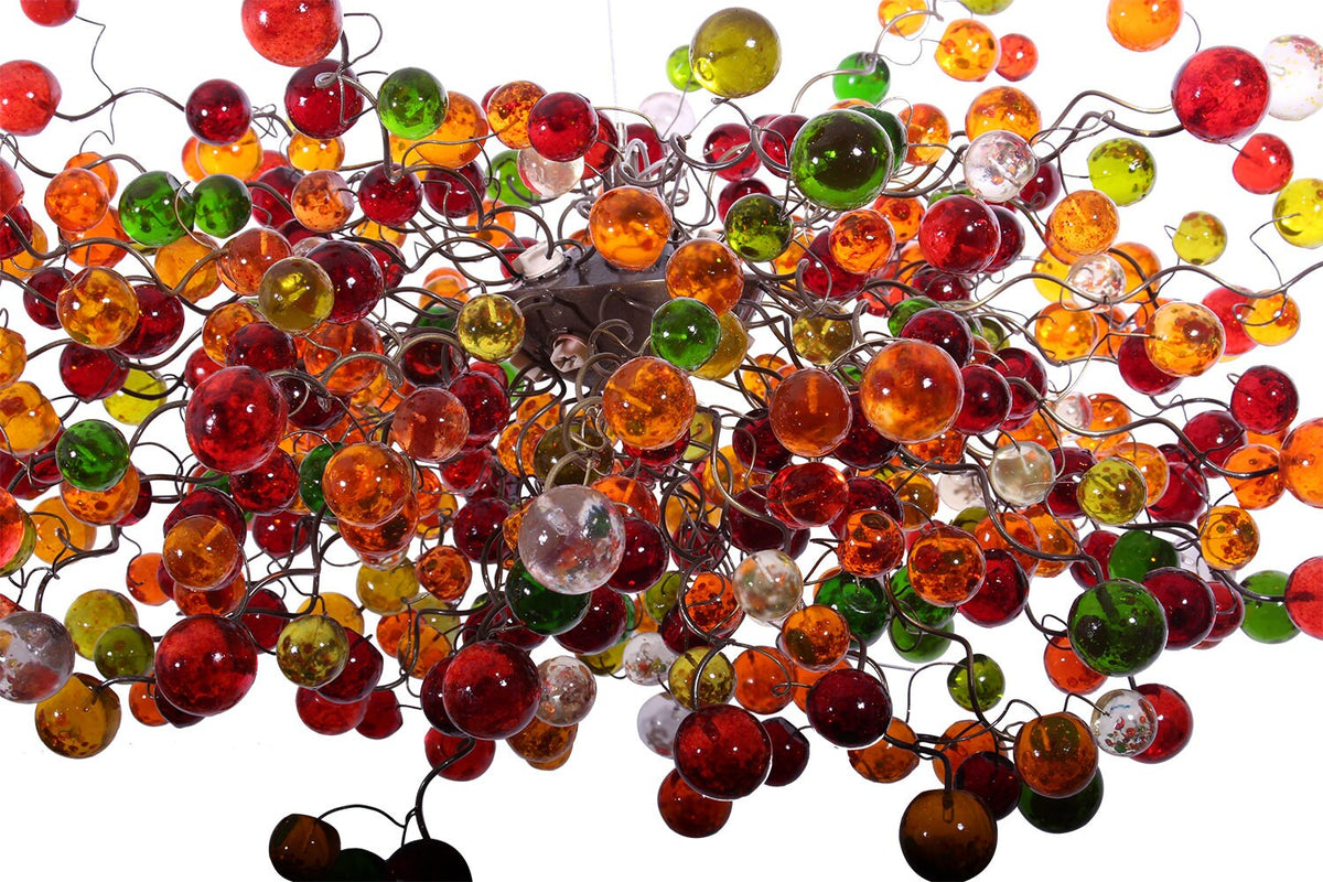 Hanging Chandeliers with warm color bubbles