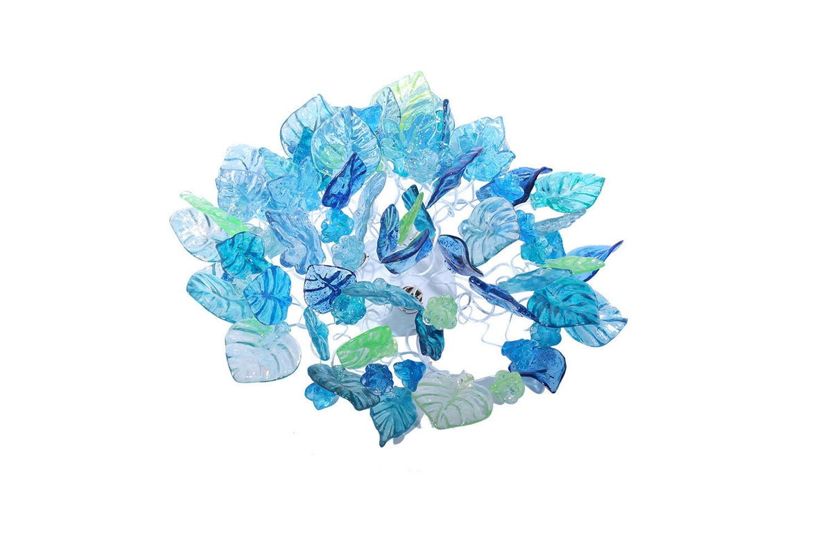 Flush mount ceiling light with sea color flowers and leaves. elegant sconces for ceiling or wall