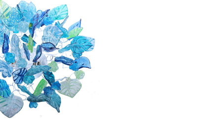Flush mount ceiling light with sea color flowers and leaves. elegant sconces for ceiling or wall