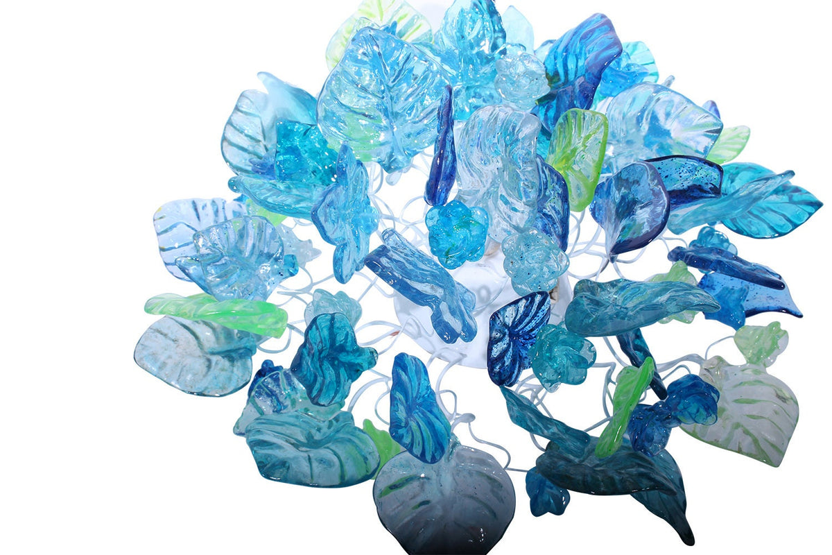 Flush mount ceiling light with sea color flowers and leaves. elegant sconces for ceiling or wall