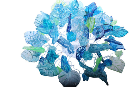 Flush mount ceiling light with sea color flowers and leaves. elegant sconces for ceiling or wall