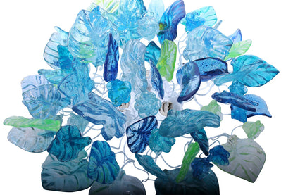 Flush mount ceiling light with sea color flowers and leaves. elegant sconces for ceiling or wall