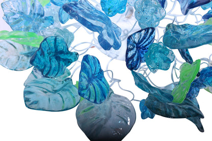 Flush mount ceiling light with sea color flowers and leaves. elegant sconces for ceiling or wall