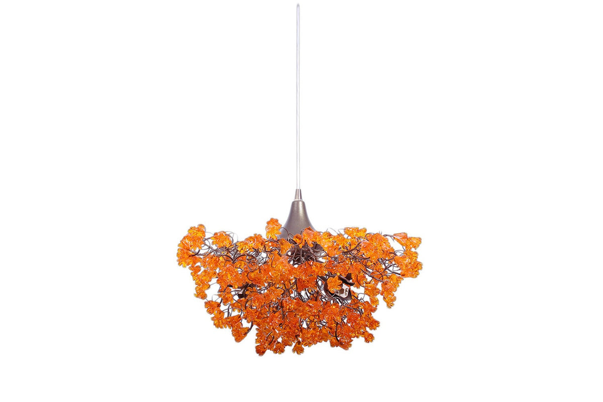 Orange Chandeliers with flowers, orange hanging lamp for living room, bedroom, Dining Room.