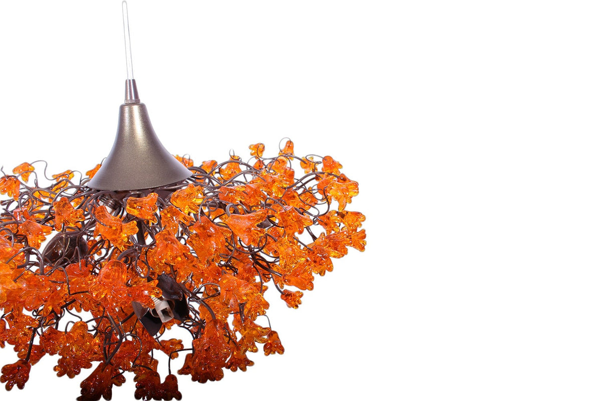Orange Chandeliers with flowers, orange hanging lamp for living room, bedroom, Dining Room.