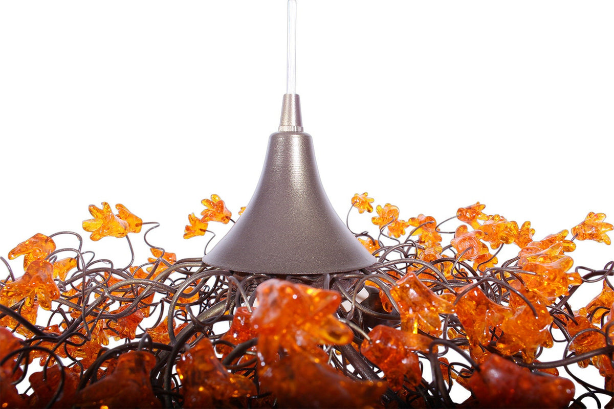 Orange Chandeliers with flowers, orange hanging lamp for living room, bedroom, Dining Room.