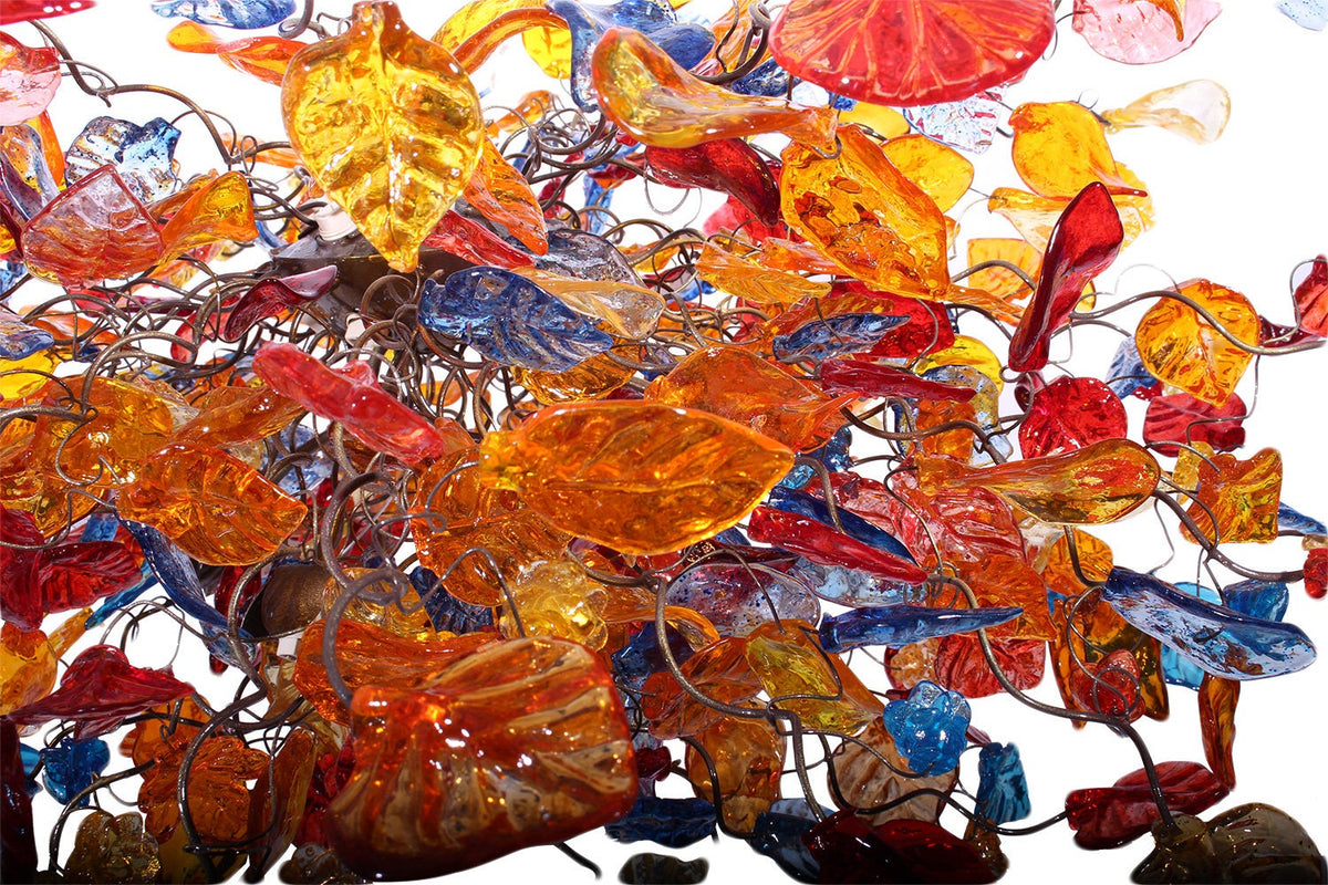 Hanging chandeliers with warm color flowers and leaves for Dining Room , bedroom or living room