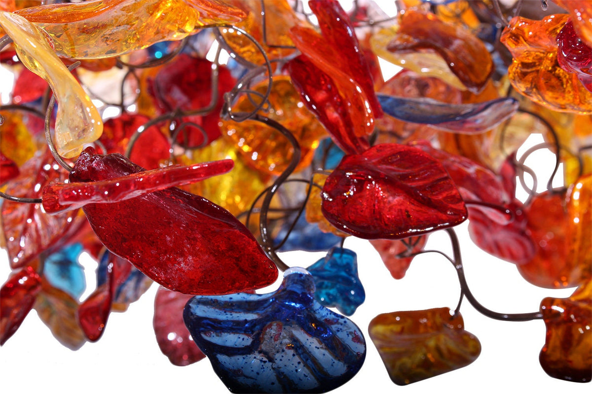 Hanging chandeliers with warm color flowers and leaves for Dining Room , bedroom or living room
