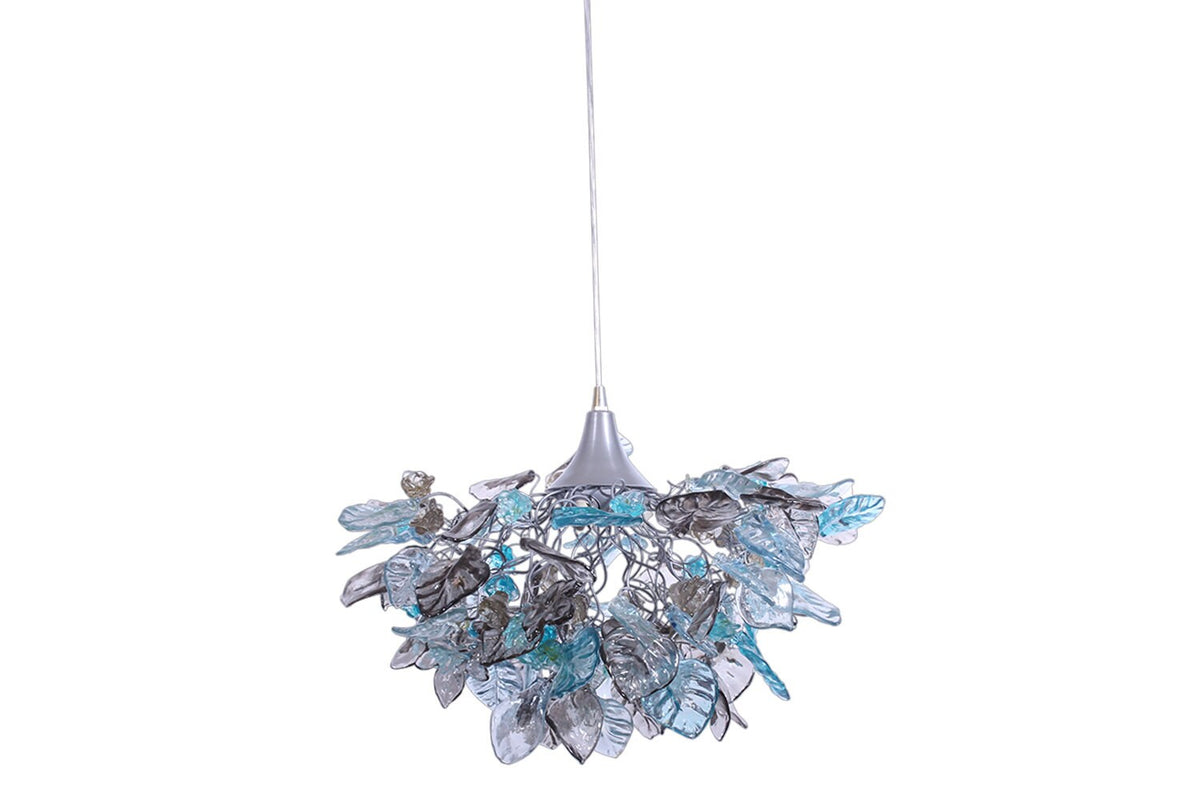 Lighting hanging chandeliers with blue and gray color flowers and leaves, for Dining Room, hall or bedroom.