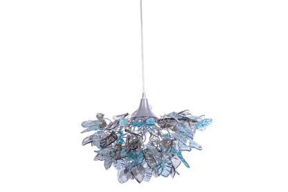 Lighting hanging chandeliers with blue and gray color flowers and leaves, for Dining Room, hall or bedroom.