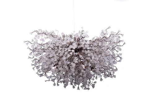 Large lighting Chandelier with clear flowers, Chandelier Ceiling for Dining Room or living room.