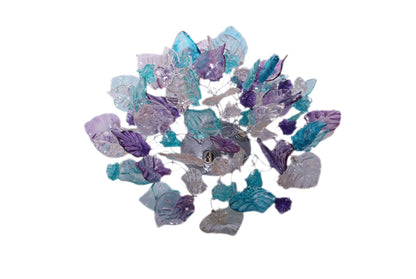 Floral Flush Mount Ceiling Light, Resin Flowers & Leaves Lighting
