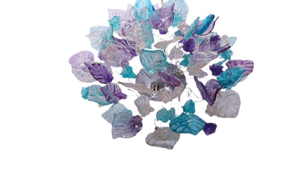 Floral Flush Mount Ceiling Light, Resin Flowers & Leaves Lighting