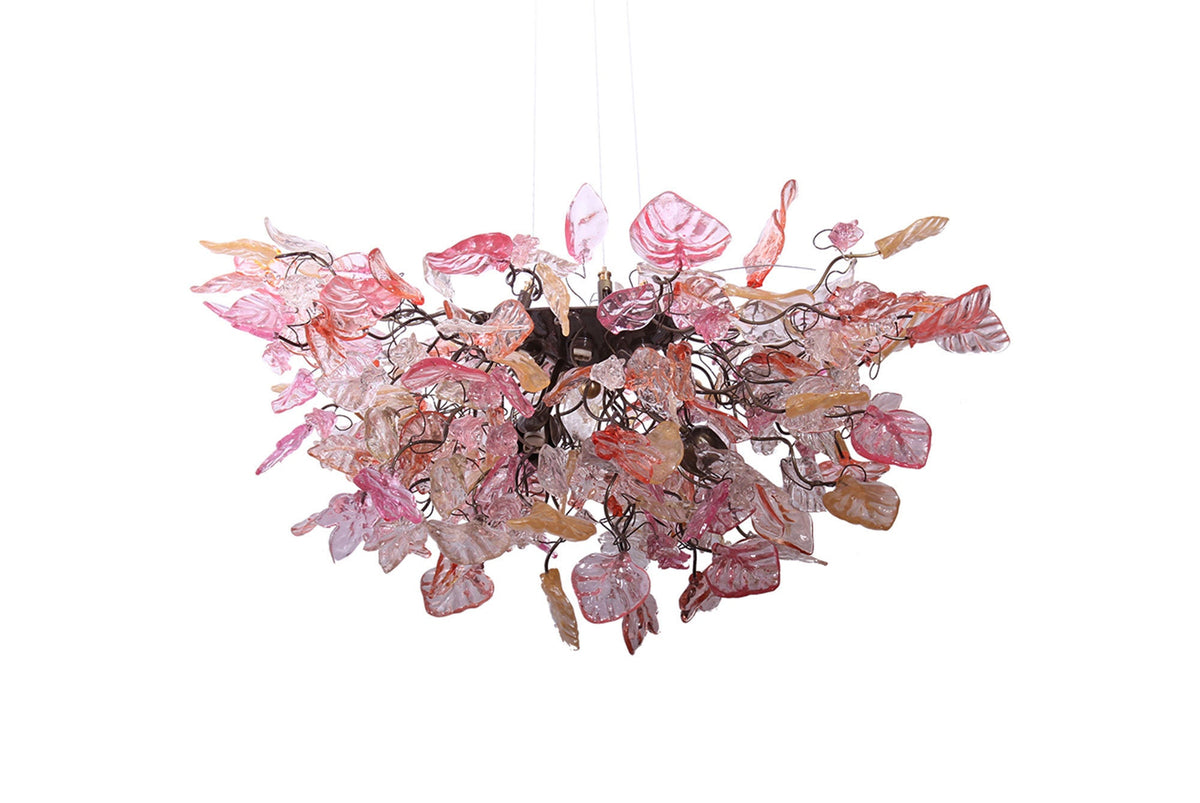 Modern Rose Gold Flower Chandelier: Resin Leaf Hanging Ceiling Light