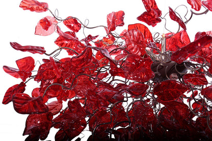 Ceiling Light Fixture - Red Hanging chandeliers with flowers and leaves for Dining Room, bedroom or living room.