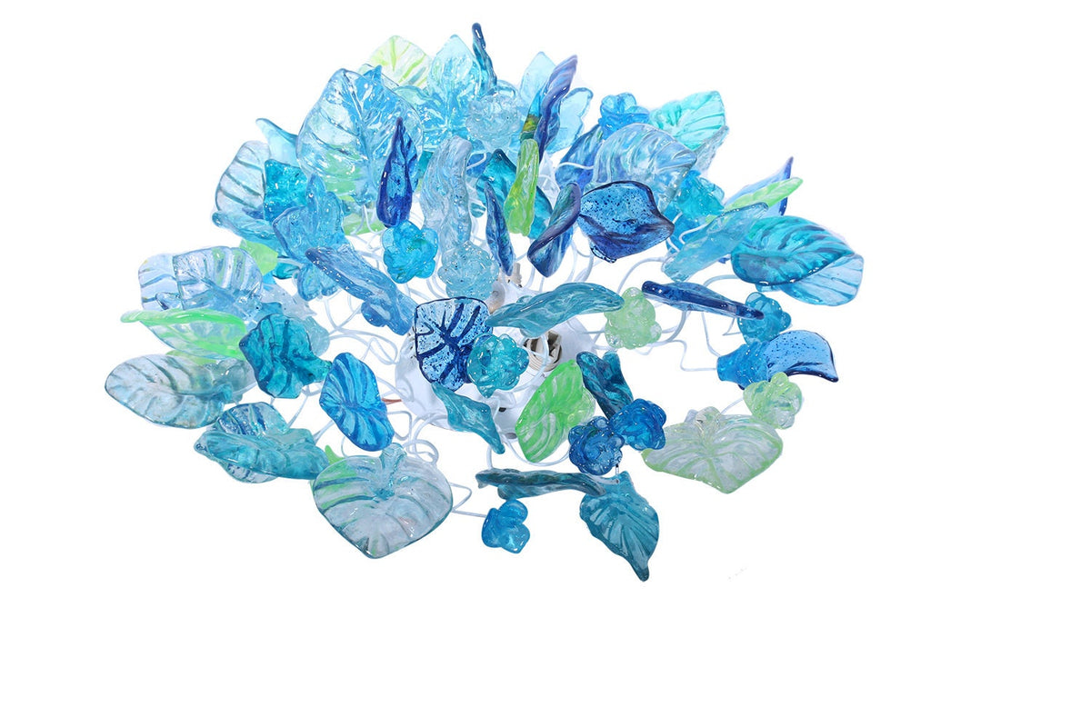 Flush mount ceiling light with sea color flowers and leaves. elegant sconces for ceiling or wall