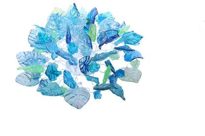 Flush mount ceiling light with sea color flowers and leaves. elegant sconces for ceiling or wall