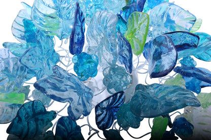 Flush mount ceiling light with sea color flowers and leaves. elegant sconces for ceiling or wall