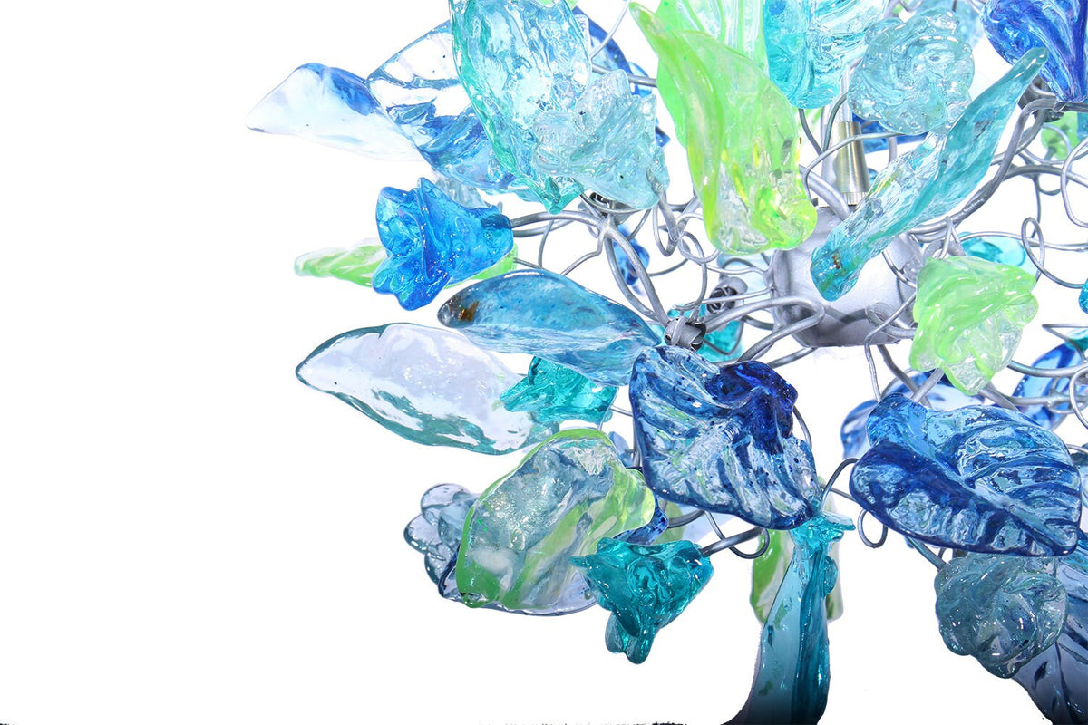 Pendant Lighting, modern blue pendant with sea color flowers and leaves