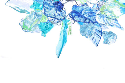 Pendant Lighting, modern blue pendant with sea color flowers and leaves