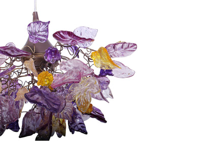 Lighting hanging chandeliers with flowers and leaves purple color for bedroom, entry way or children room