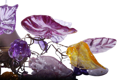 Lighting hanging chandeliers with flowers and leaves purple color for bedroom, entry way or children room