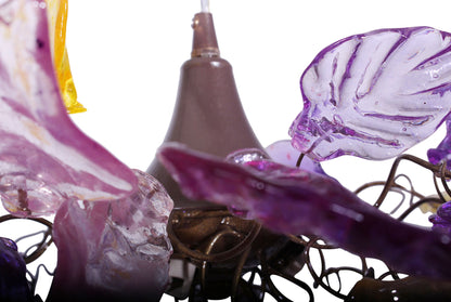 Lighting hanging chandeliers with flowers and leaves purple color for bedroom, entry way or children room