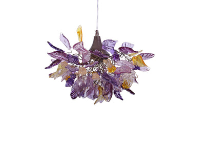 Lighting hanging chandeliers with flowers and leaves purple color for bedroom, entry way or children room